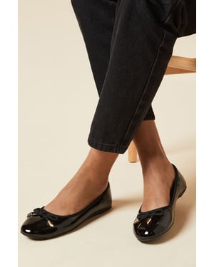 Wide Fit Peaches Bow Detail Ballet Pumps