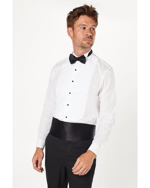 Wing Collar Bib Front Slim Fit Dress Shirt