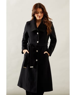 Knitted Collar Button Through Wrap Coat