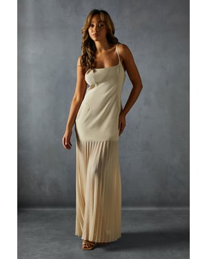 Square Neck Pleated Chiffon Maxi Dress