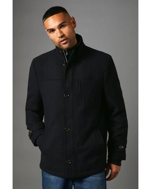 Funnel Neck Wool Blend Jacket