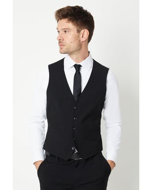 Tailored Fit Black Essential Waistcoat