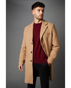 Camel Signature 3 Button Epsom Wool Blend Coat