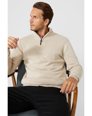 Premium Pure Cotton Half Zip Funnel Jumper