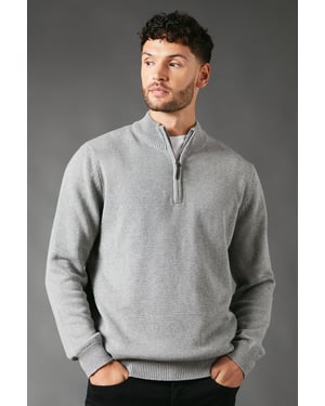 Premium Pure Cotton Half Zip Funnel Jumper