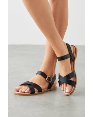 Wide Fit Florence Cross Strap Flat Sandals