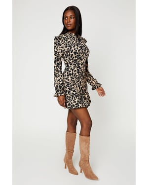 Leopard Frill Hem Mini Dress