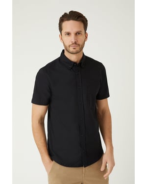 Black Short Sleeve Oxford Shirt