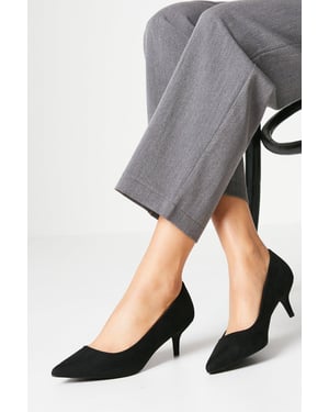 Wide Fit Dove Kitten Heeled Court Shoes