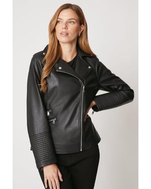 Black Faux Leather Biker Jacket