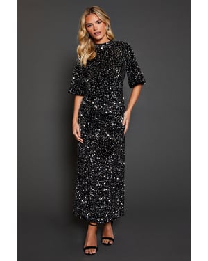 Petite Velvet Sequin Midi Dress