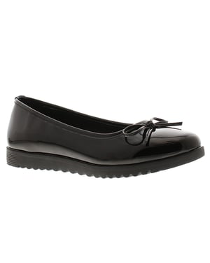 Platino Womens Ballerina Wedges Print Slip On Black Patent