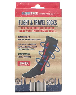 Adults Unisex Flight Socks Compression Level 10mmHg Pull On Black