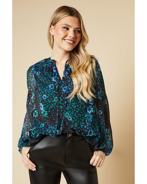 Patchwork Floral Chiffon Overhead Shirt