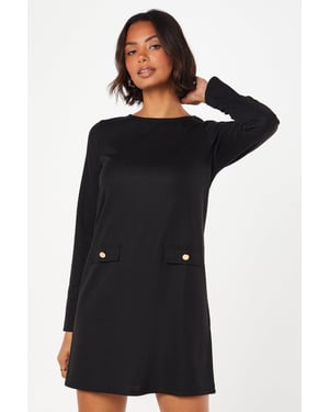 Ponte Button Pocket Dress