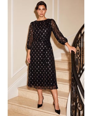 Shimmer Pleat Neck Dress