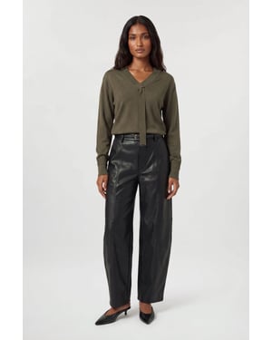 Viscose Blend Tie Neck Knit Jumper