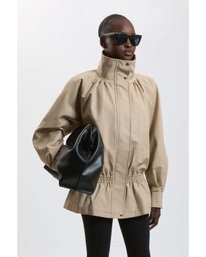 Trench Check Mix Funnel Neck Bomber Jacket