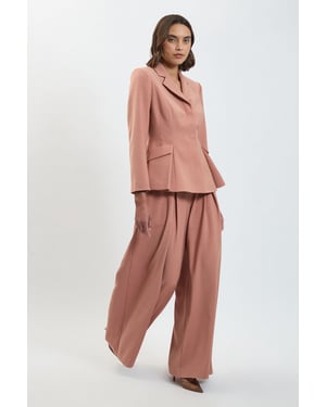 Polished Pleat Wide Leg Tailored Trouser