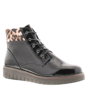 Marco Tozzi Womens Boots Ankle Mollie Lace Up navy patent