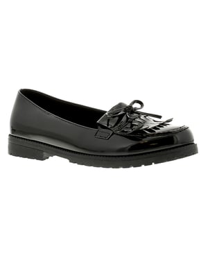 Platino Womens Flat Shoes Tumble Slip On black patent
