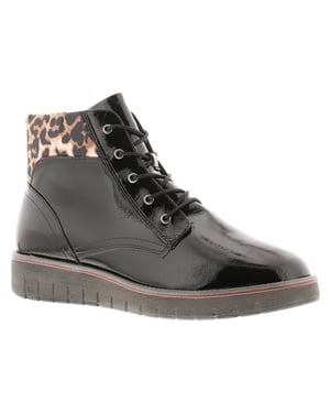 Marco Tozzi Womens Boots Ankle Mollie Lace Up black patent