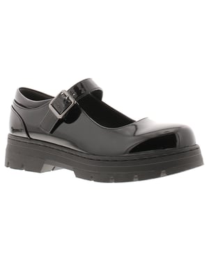 Platino Womens Shoes Work School Jenny Buckle black patent