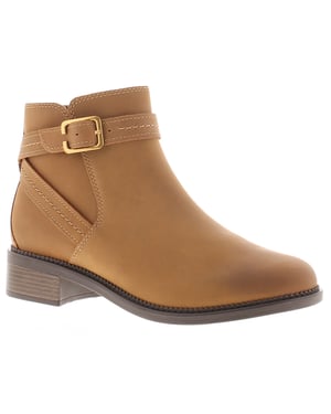 Clarks Womens Ankle Boots Maye Strap Leather Zip tan