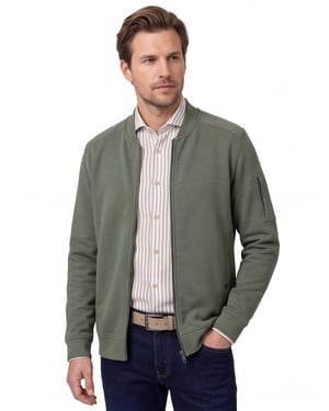 Casa Moda vest groen regular fit katoen zonder capuchon