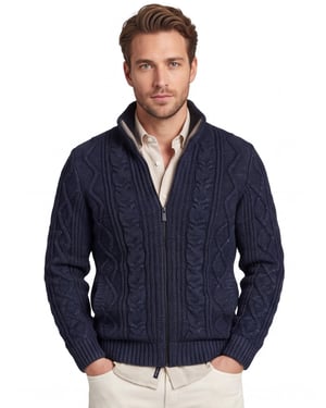 vest State of Art Regular Fit donkerblauw gebreid