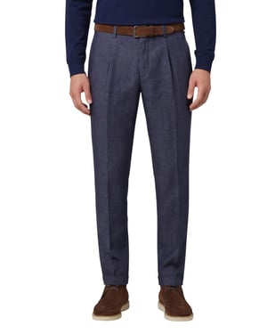 Gardeur Pantalon katoen donkerblauw flatfront katoen
