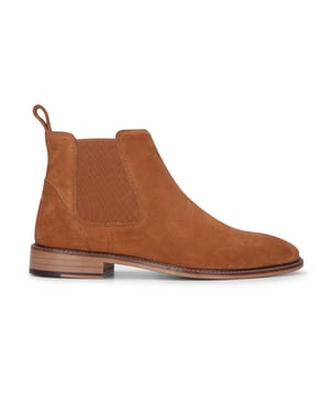 London Brogues Men's Tan Suede Leather Slip-On Chelsea Ankle Boots
