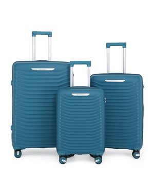 Hard Shell Blue Classic Suitcase Set 8 Wheel Cabin TSA Luggage Case Holiday Travel