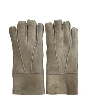 Unisex Stone Sheepskin Suede Gloves with Roll Up/Down Cuff