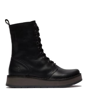 Fly London Womens Black RAMI043 Casual Leather Lace-up Ankle Dress Boots