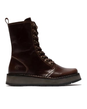 Fly London Womens Brown RAMI043 Casual Leather Lace-up Ankle Dress Boots