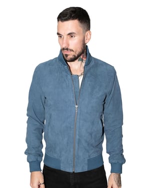 Bomberjacka i läder för herrar Retro Goat Suede Varsity-Athens