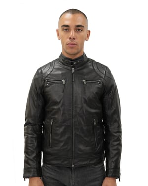Heren Moto lederen bikerjack-Taiwan