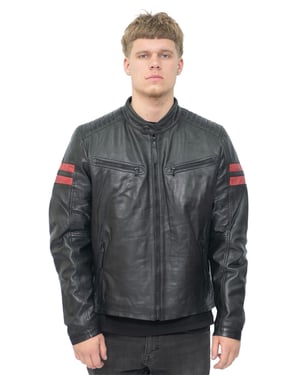Zwart leren retro bomberjack voor heren - Rome