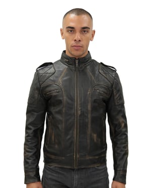 Heren vintage leren racefietsjack-Brooklyn