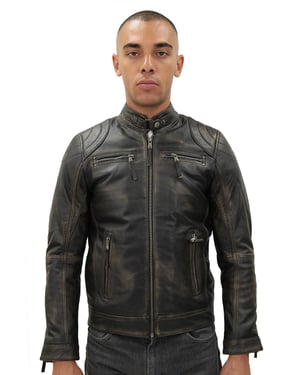 Heren Moto lederen bikerjack-Taiwan
