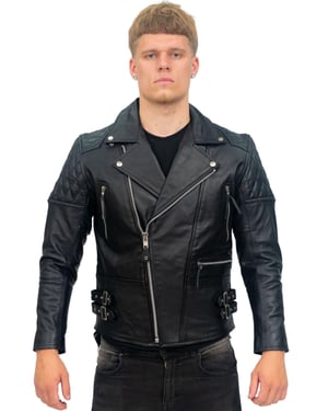 Heren koeienhuid lederen bikerjack-Nassau
