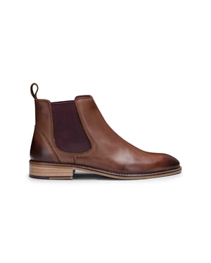 Klassiska Chelsea Boots i kastanjebrunt läder för herrar