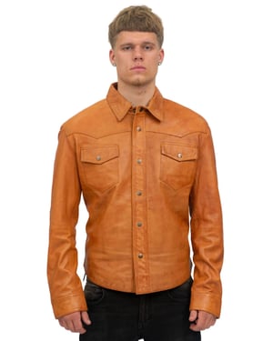 Heren retro leren overhemd jeansjack-Beijing
