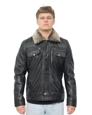Heren truckershirt leren jas-Galway