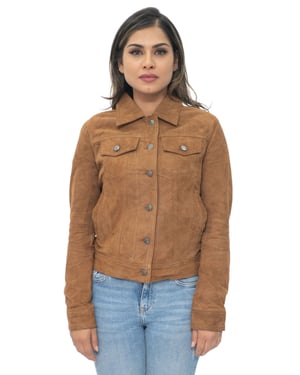 Dames geit suède trucker jeansjack-Astoria