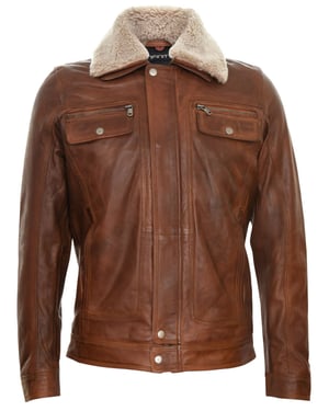 Heren truckershirt leren jas-Galway