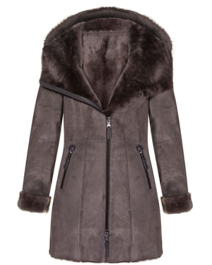 Hooded Coat i merinofårskinn för damer-Antioch
