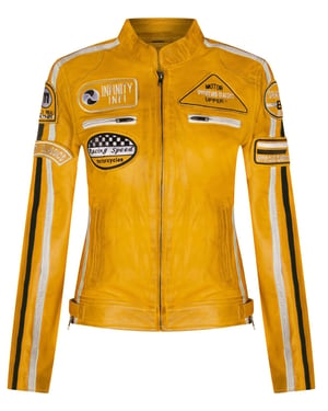 Biker Racing Badges-jacka i läder för damer-Agadir