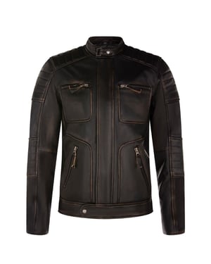 Vintage leren retro bikerjack voor heren - Milaan